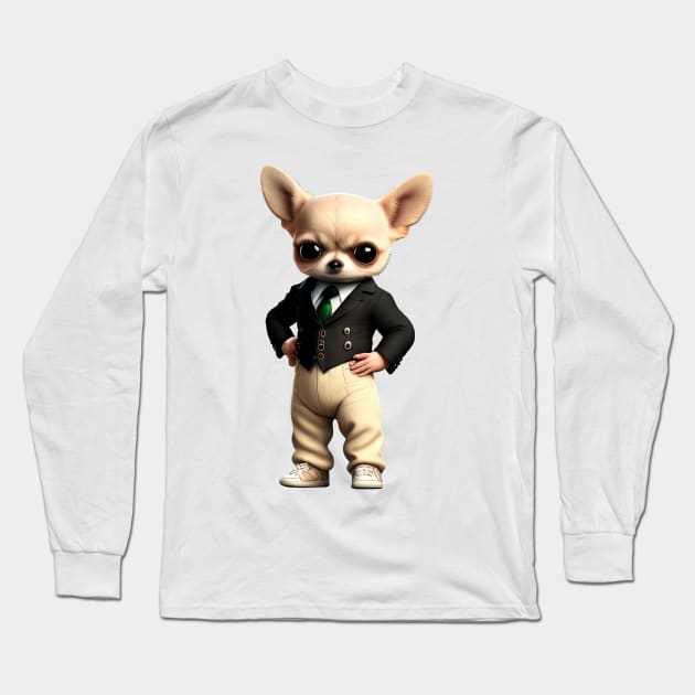 Chihuahua gentleman Long Sleeve T-Shirt by IDesign23